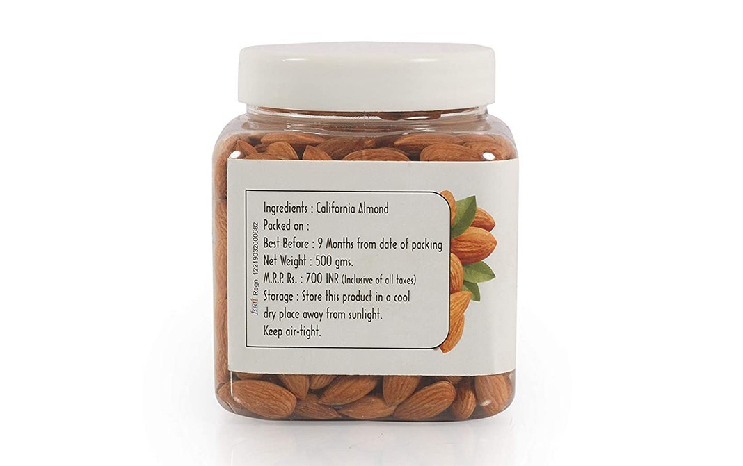 NaturePlatter Badam California Almond    Plastic Jar  500 grams